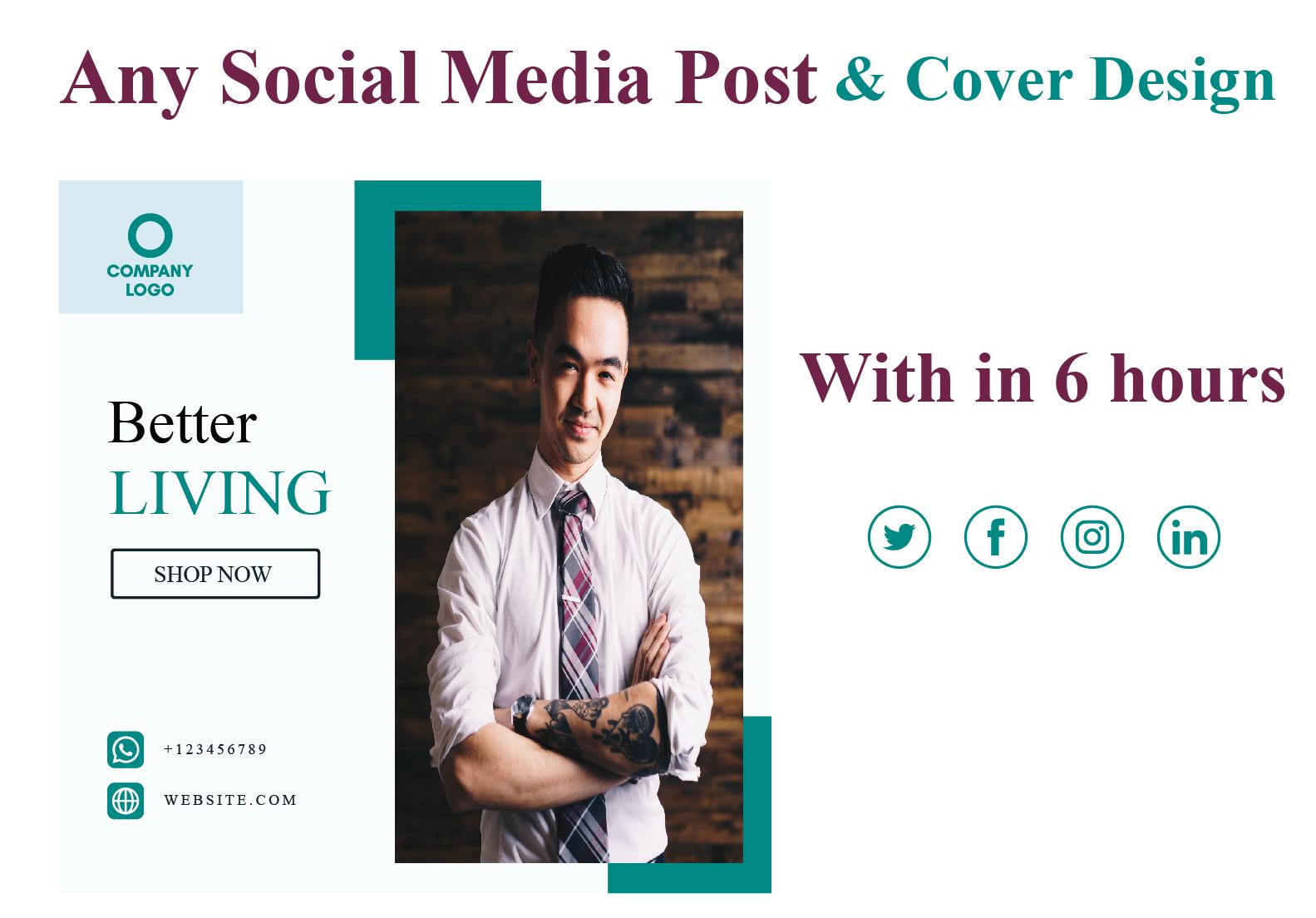 I will professionally design any social media post &a...