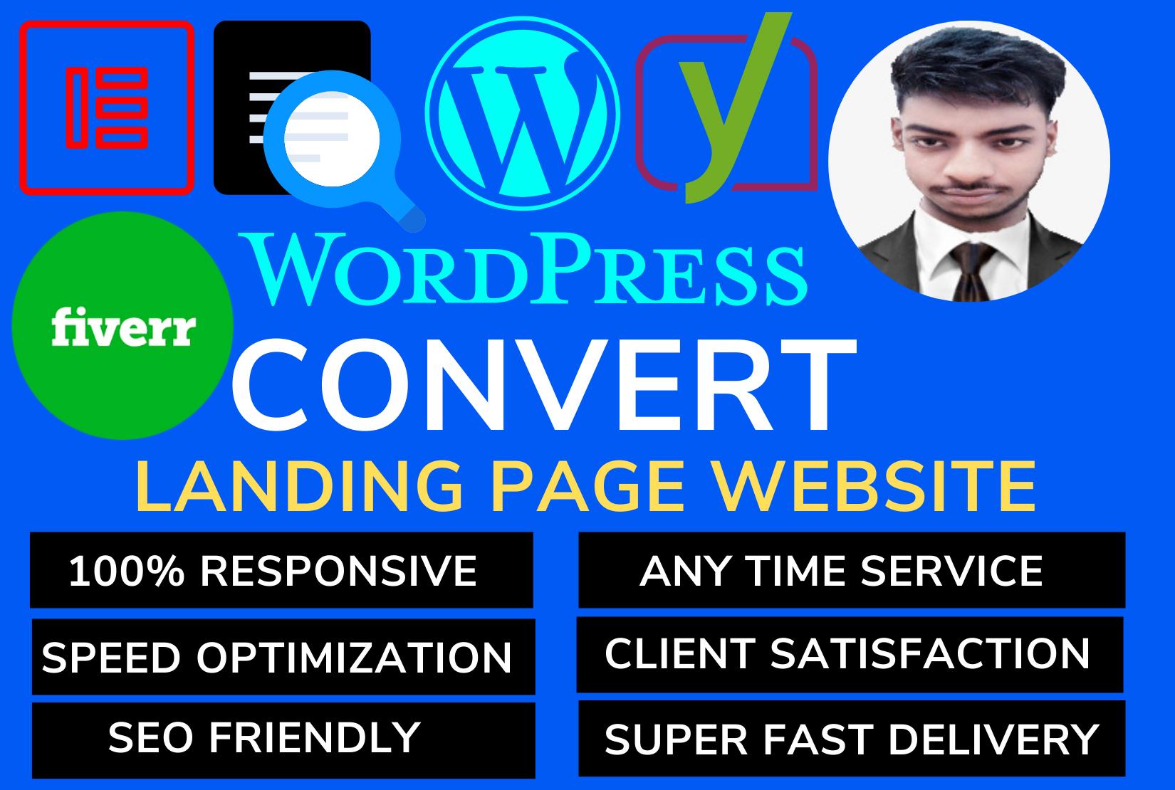 Build responsive landing page wordpress website