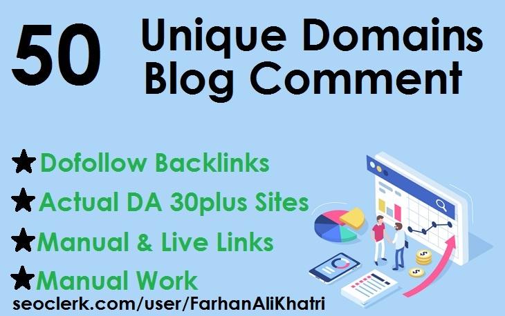 I Will SEO Service Do 50 Unique Domains Blog Comments...