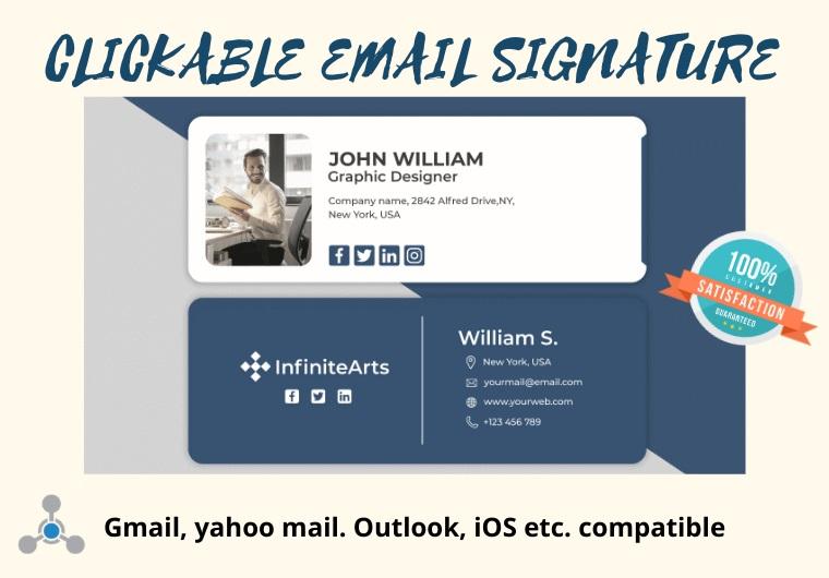I will create clickable HTML email signature for outl...