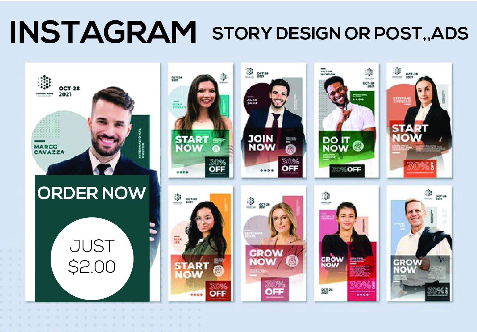 I will design professional 10 instagram post and stor...