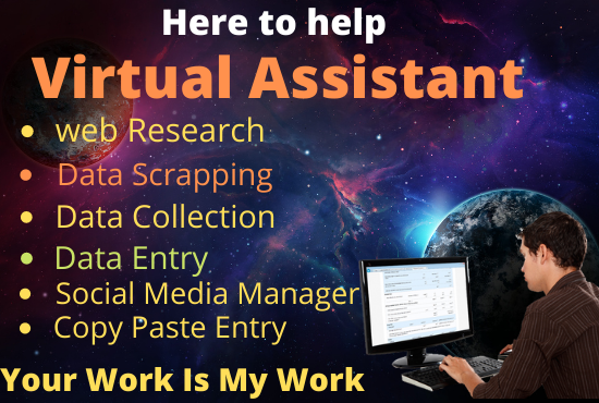 I will be your virtual assistant for data entry and w...