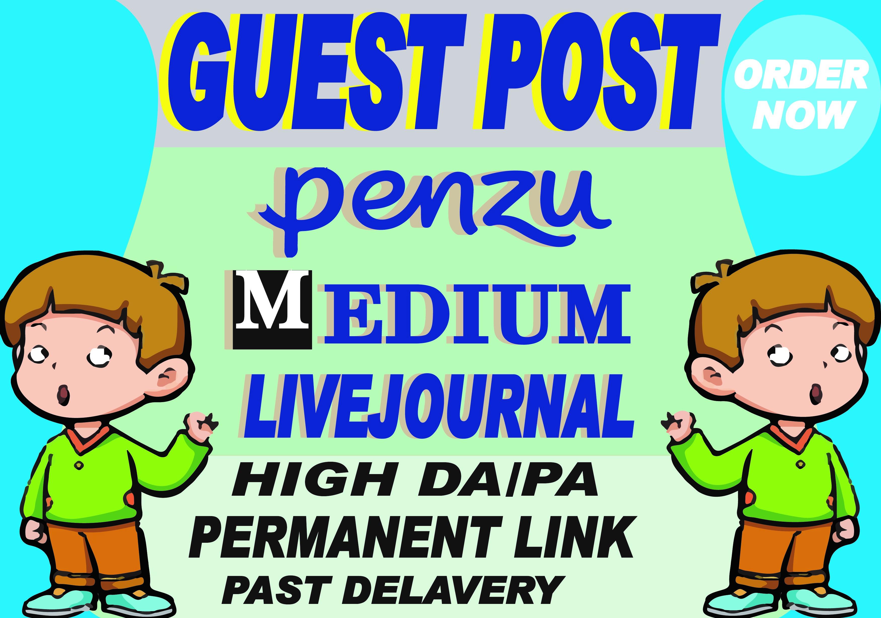 I will create guest post backlinks on medium, penzu,...
