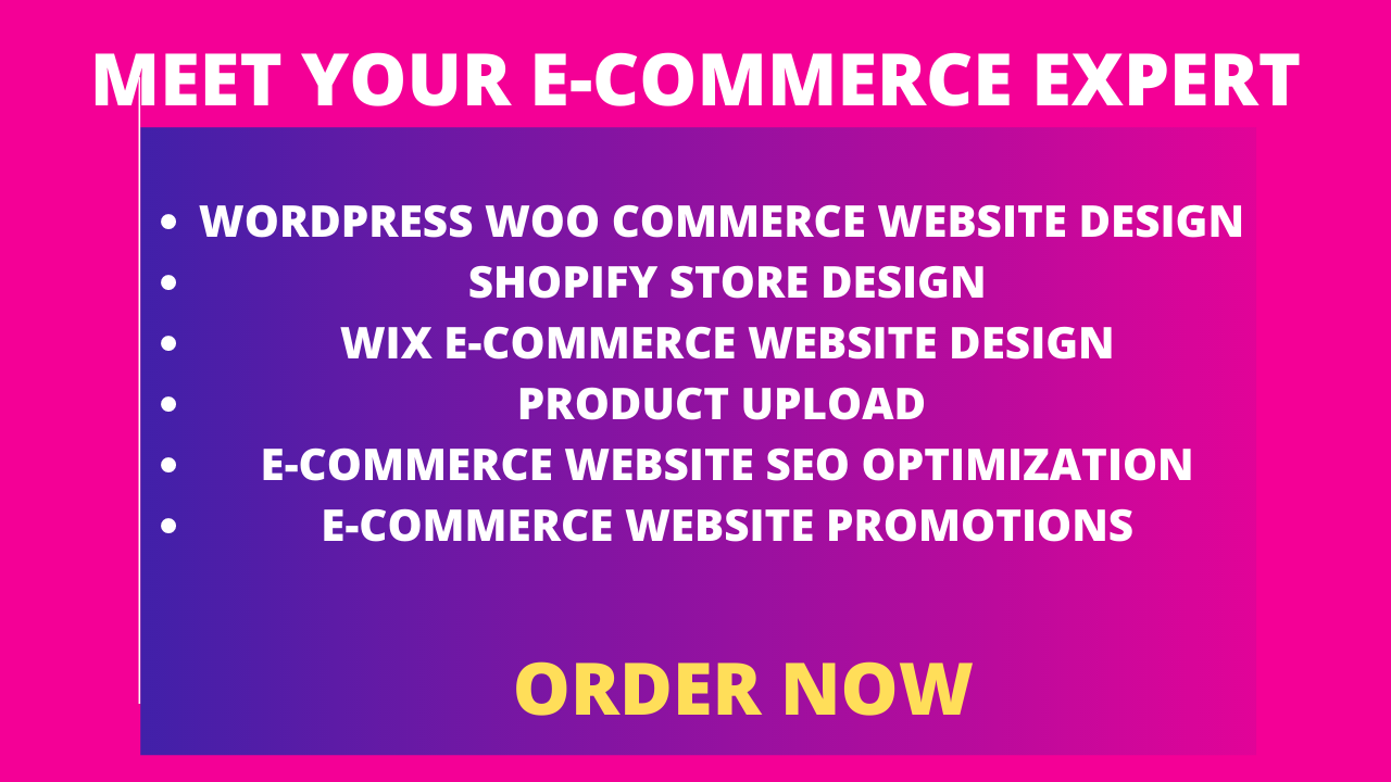 I will design ecommerce wix website or shopify or wor...