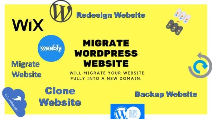 I will migrate, backup website in new domain