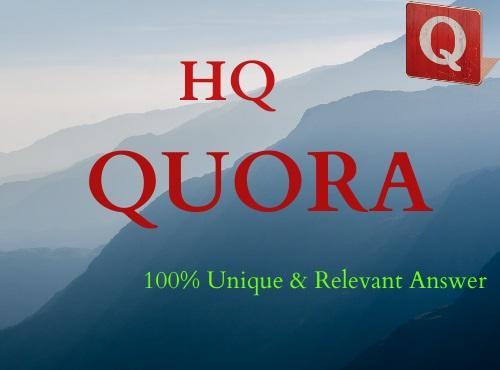 Get 5 high quality Unique Quora answers for promoting...