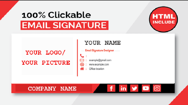 I will make a clickable HTML email signature for outl...