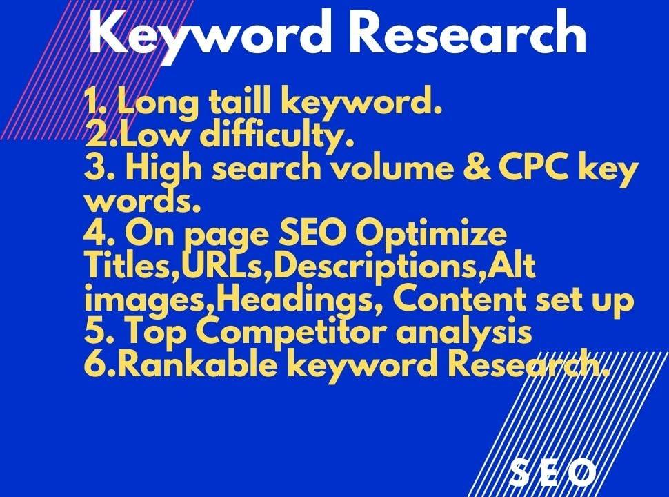 I will do 20 best keyword research and on page SEO co...