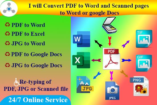 I will Convert PDF to Word and Scanned pages to Word ...