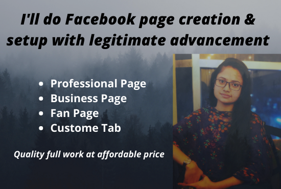 I'll do Facebook page creation & Setup with legit...
