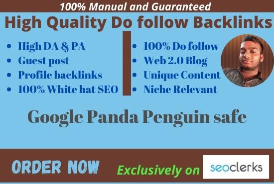 I can make High Quality Do Follow Backlinks DA Link B...