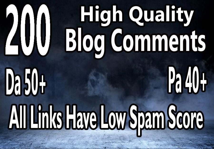 I will Provide 200 High DA PA Blog Comments Backlinks
