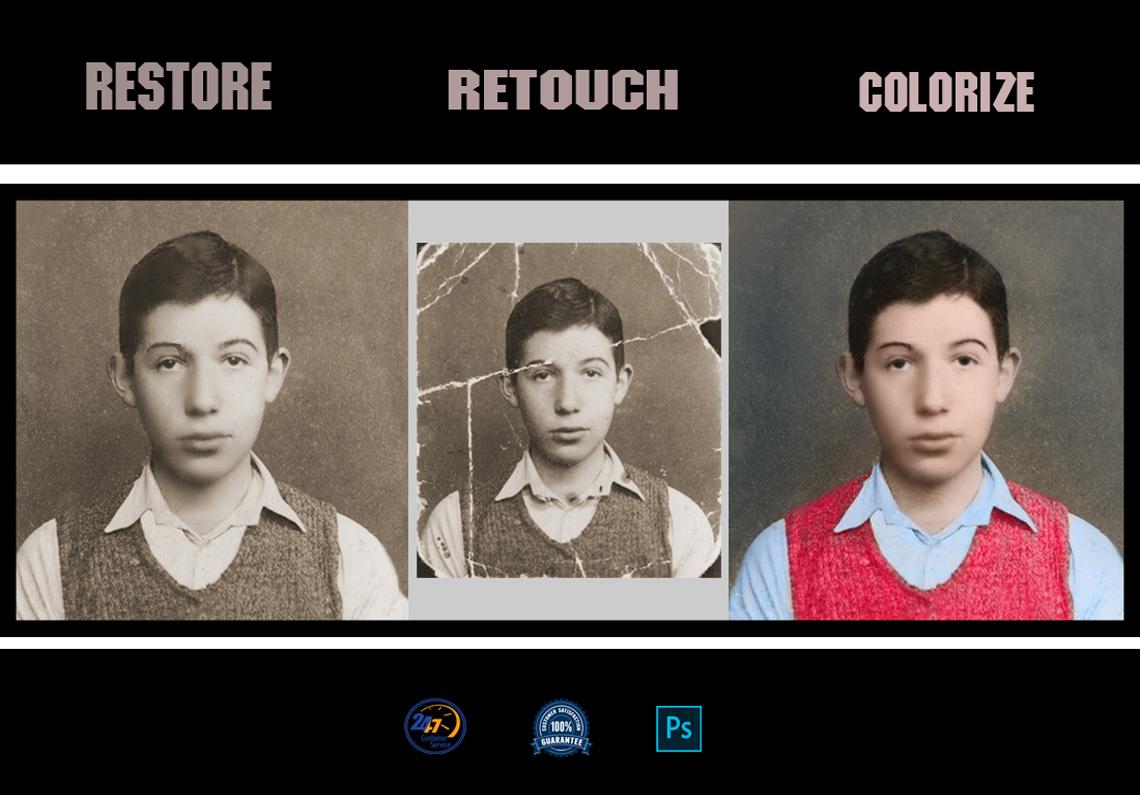 I will restore, retouch, colorize, repair from old i...