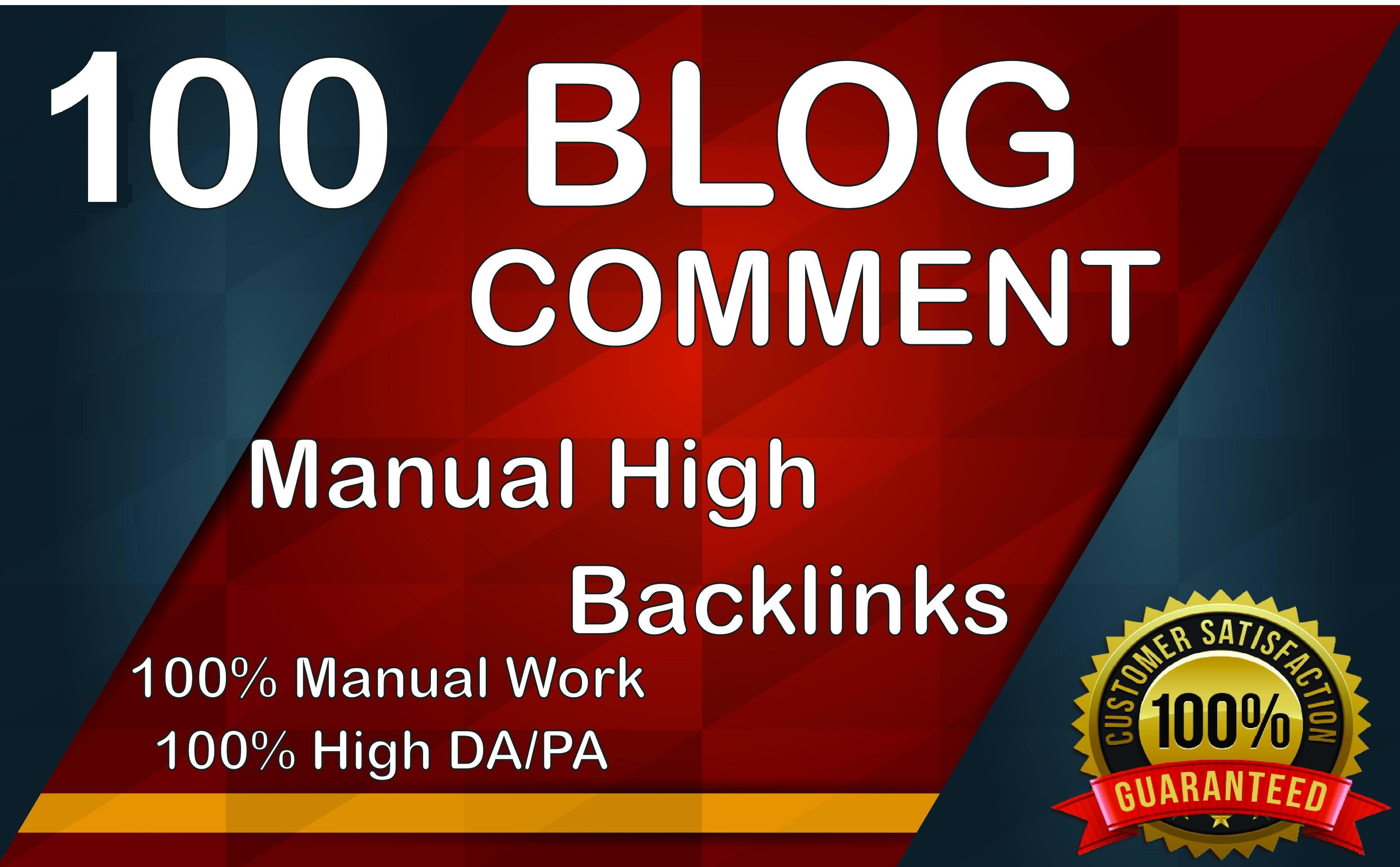 Provide you 100 Blog Comments Backlinks from high qua...