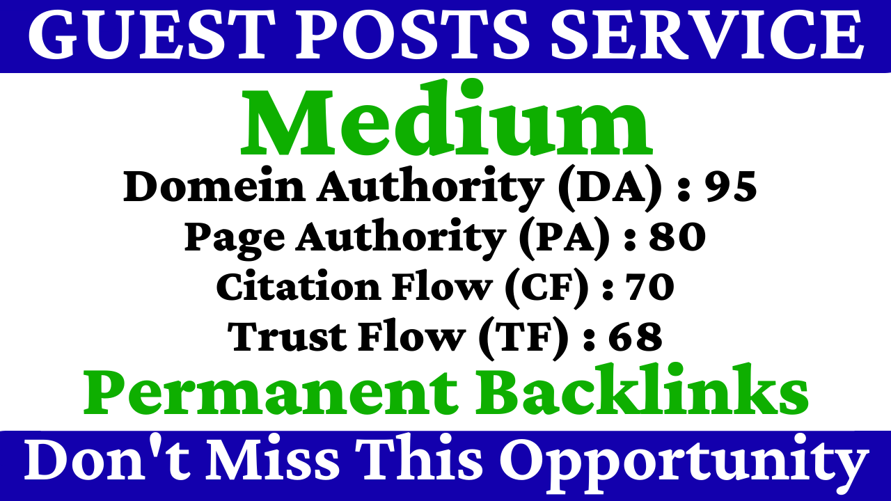 Write And Publish A Guest Post On Medium DA 95, PA 8...