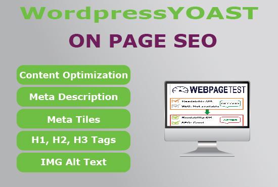 I will do On page SEO using Yoast SEO plugin