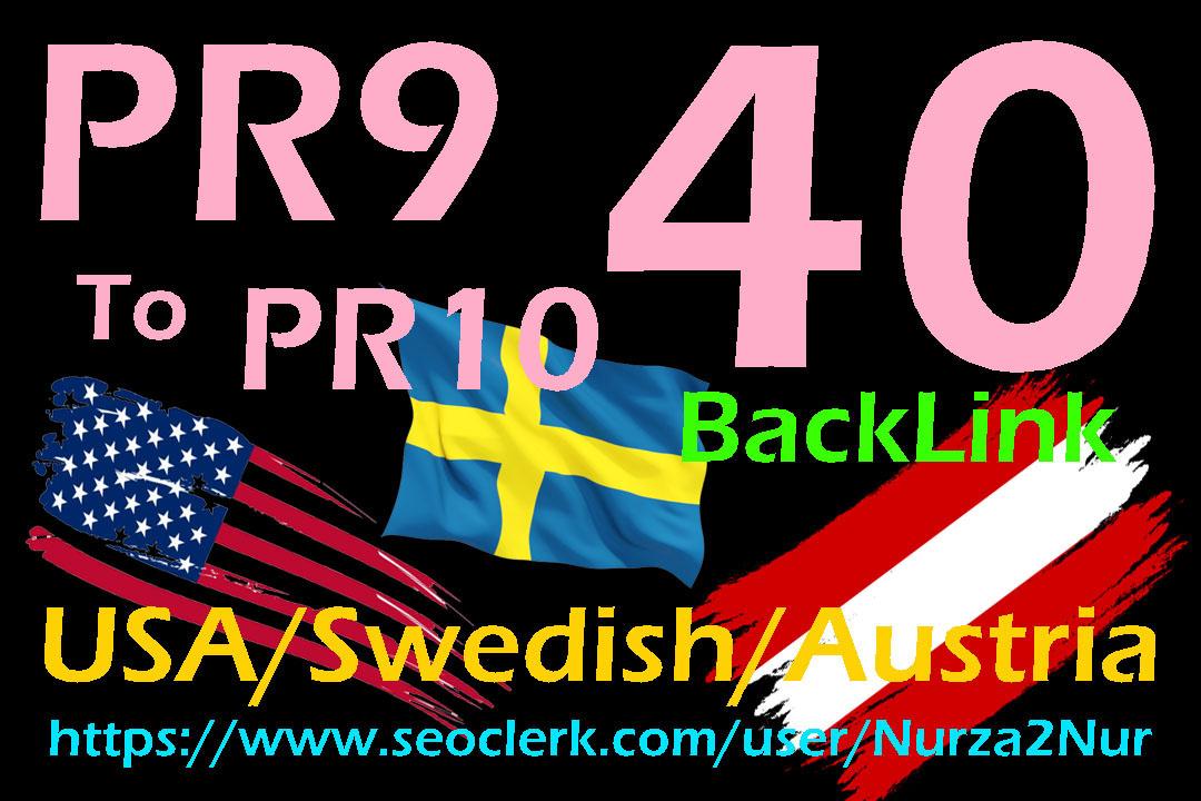 Do 40 HQ Backlink USA/Swedish/Austria PR9 to PR10 Pro...