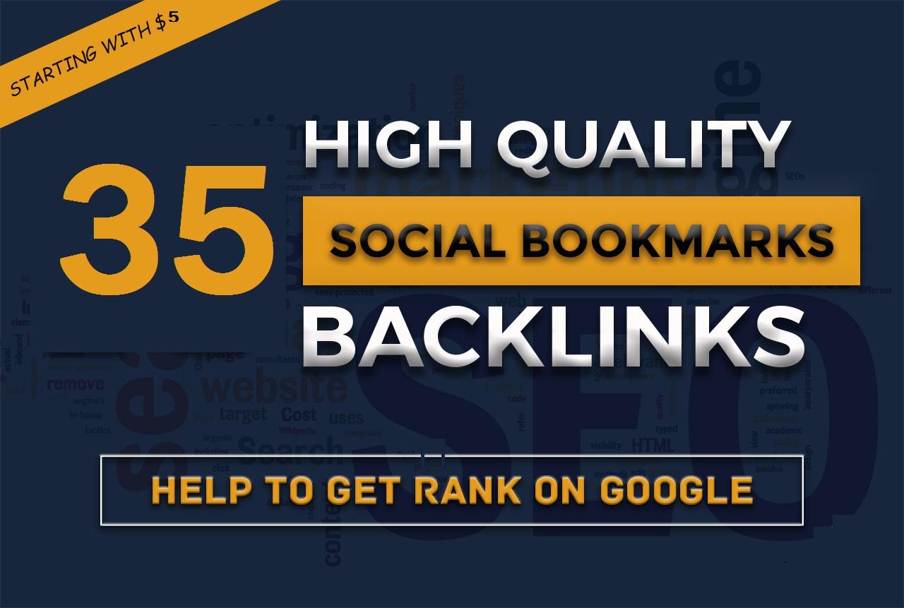 I will do 35 bookmarking seo backlinks unique domains...