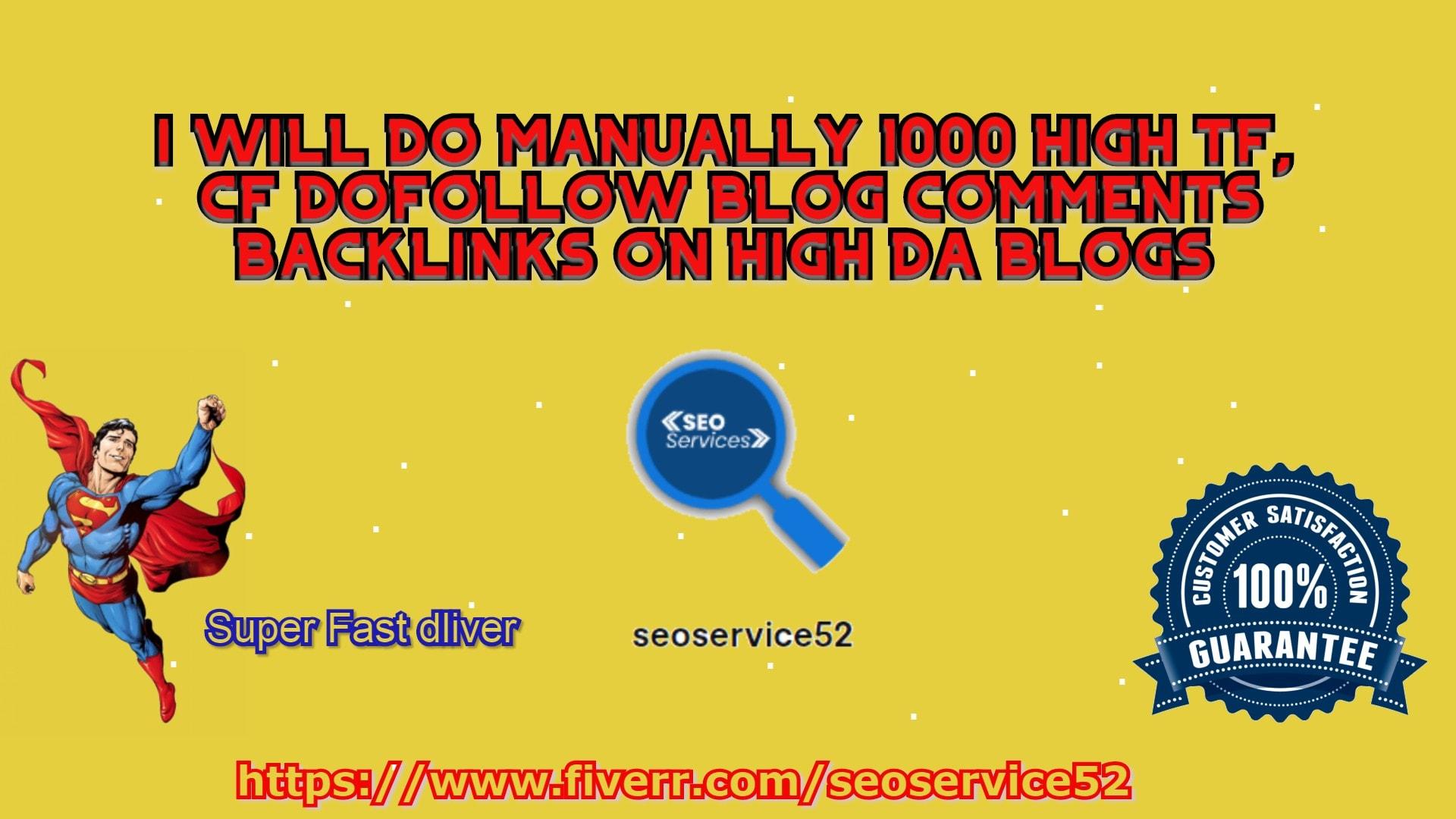We Manually Build 1000 Do-Follow Backlinks On High DA...
