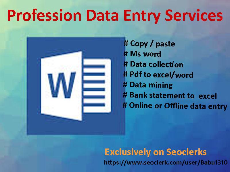 I will do copy/paste, excel data entry, typing, da...