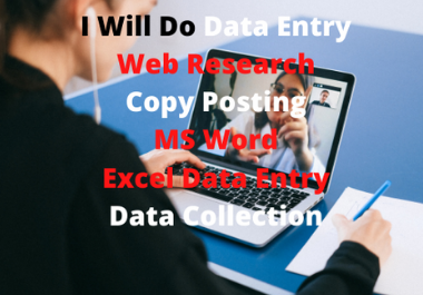 I will doOnline data entry, copy posting, excel, da...
