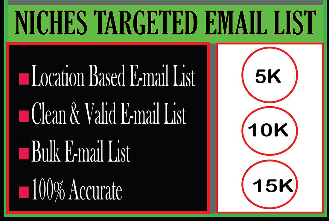 I will provide 1000 niche targeted bulk email list fo...