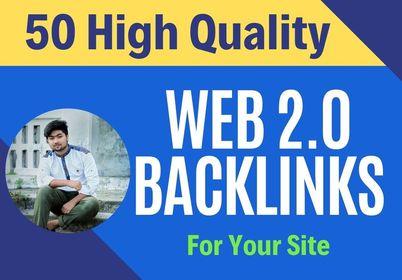 I will create manually 50 high quality web 2 0 backli...