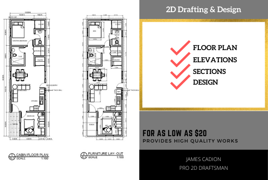 I will design and make 2d architecture drawings profe...