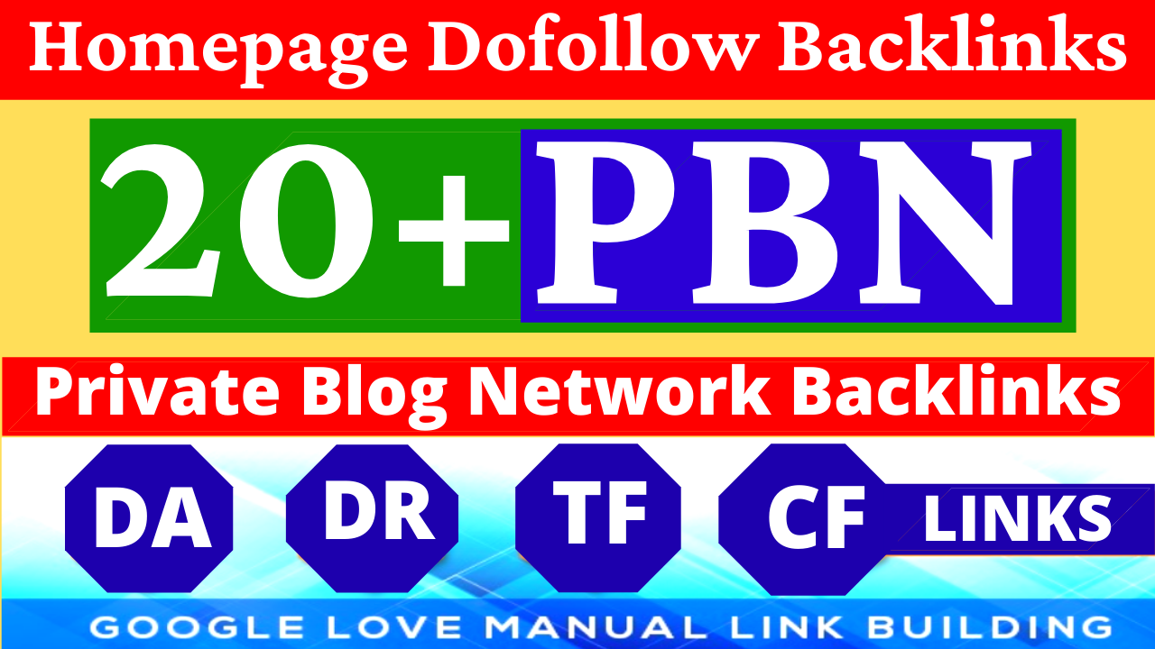 Permanent 20+ Homepage PBN Backlinks All Dofollow Qua...