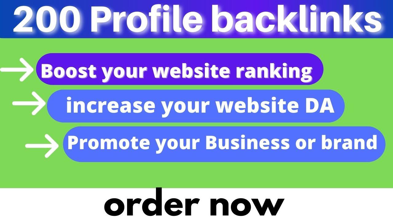 I will create 200 white hat SEO dofollow profile back...