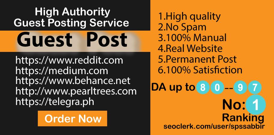 I will write and published guest post on 5 high da gu...