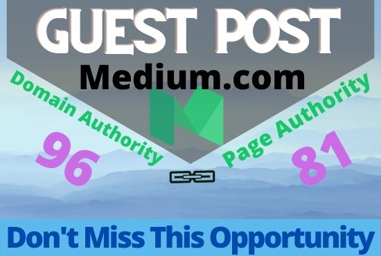 I Will publish guest posts Medium DA-95, 100 index g...