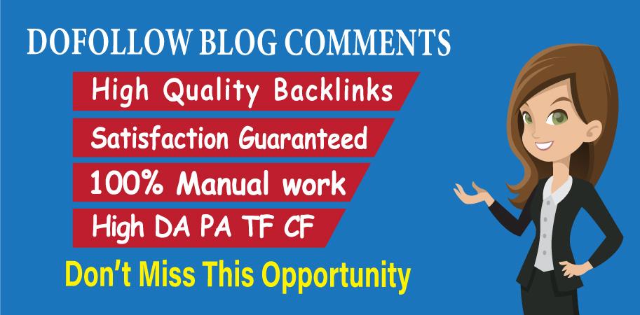 I will create 50 dofollow backlinks blog comments hig...