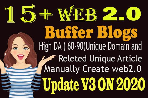 manually create 15 web 2.0 Best buffer blog SEO Backl...