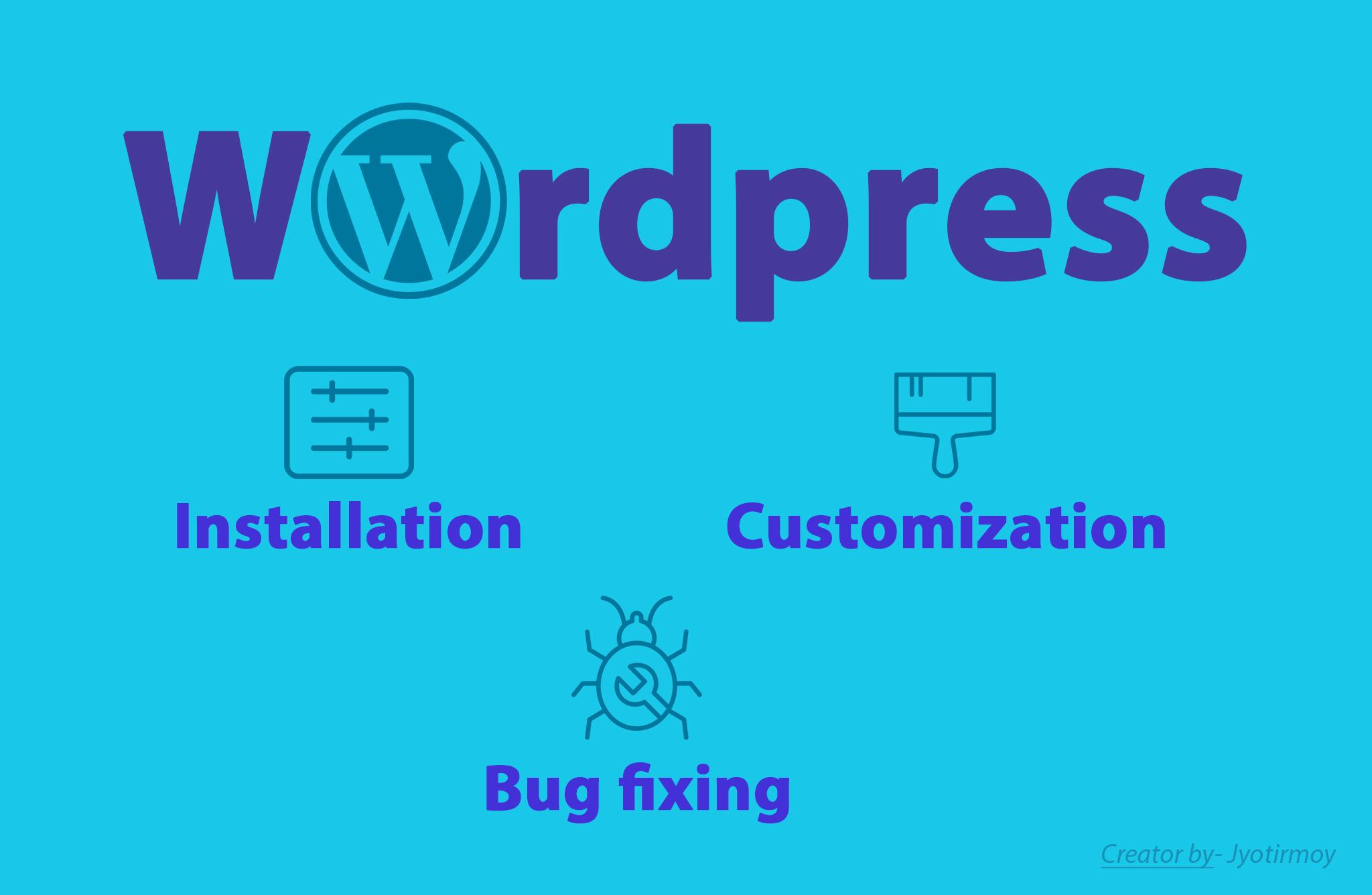 I will do WordPress installation, Customization, Bu...