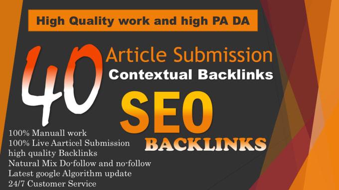 I will do 40 unique article submission in SEO backlin...