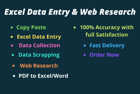 I will do Data Entry, Copy Paste, Web Research and ...