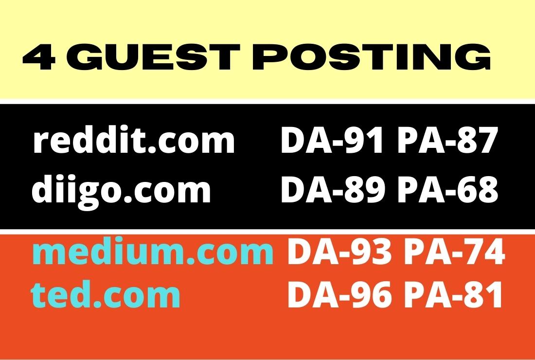 I will publish 4 Guest Posts On High Authority Websit...