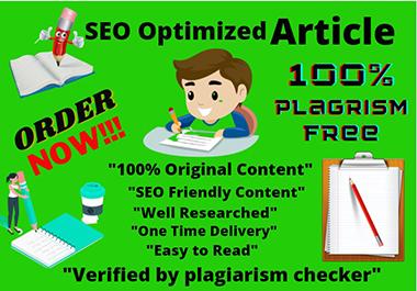 I will write 1000+ words SEO optimized article blog p...