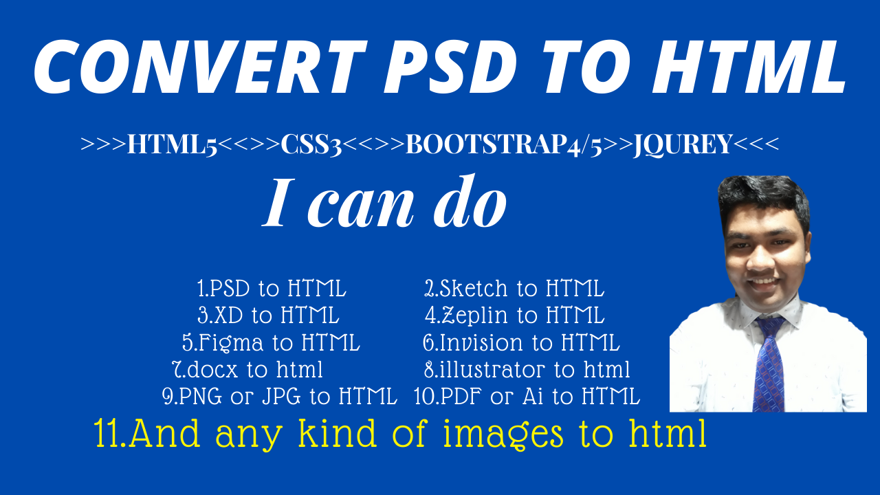 I will convert xd to html, psd to html, any design ...