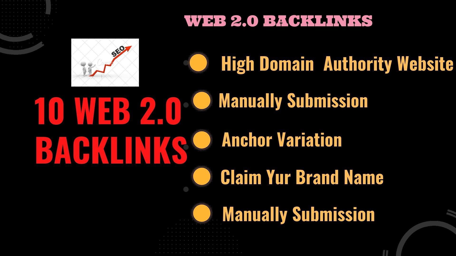 I will create 10 High DA Dofollow Web 2.0 Backlinks m...