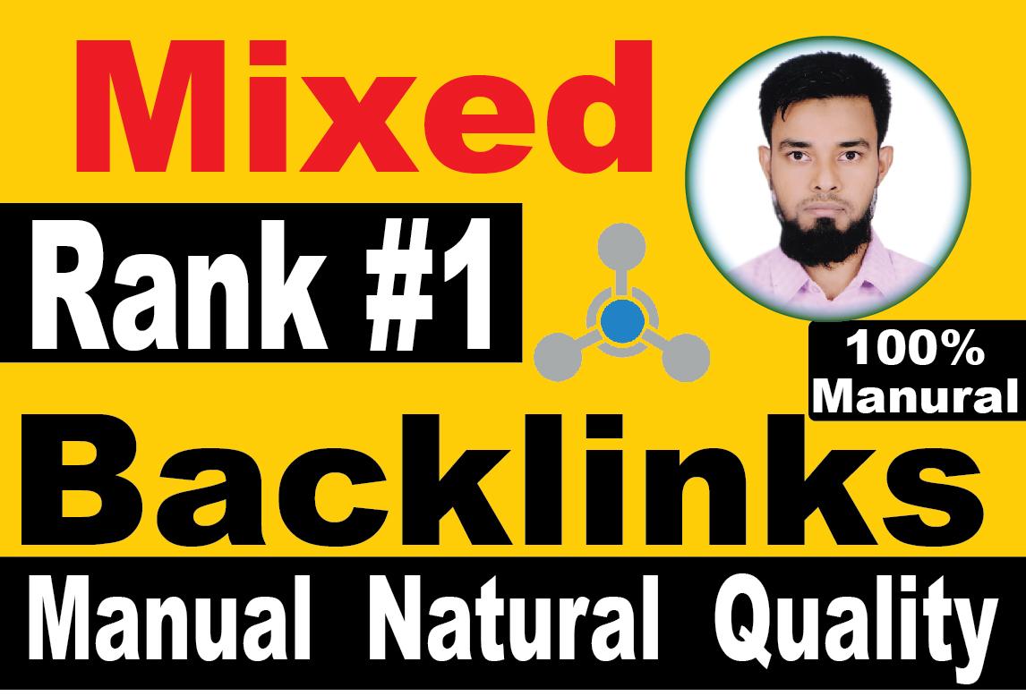 Manual 30 Mixed DA 90+ Backlinks permanent link build...
