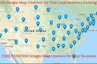 I will manually create 3000 Google Map Point Citation...