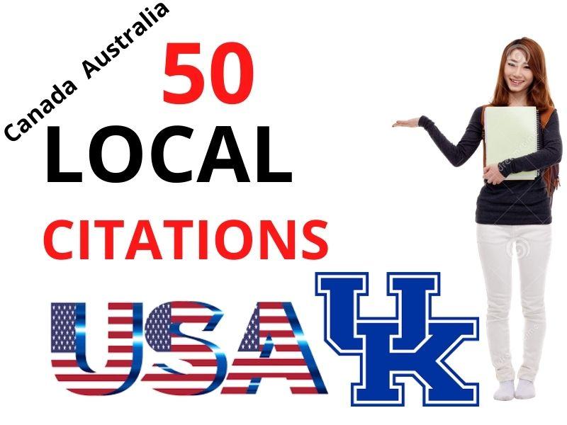 High Quality manually 50 Local Citations for USA, UK...