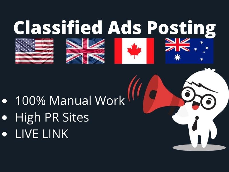 I will post your ads to top 80 classified ad posting ...