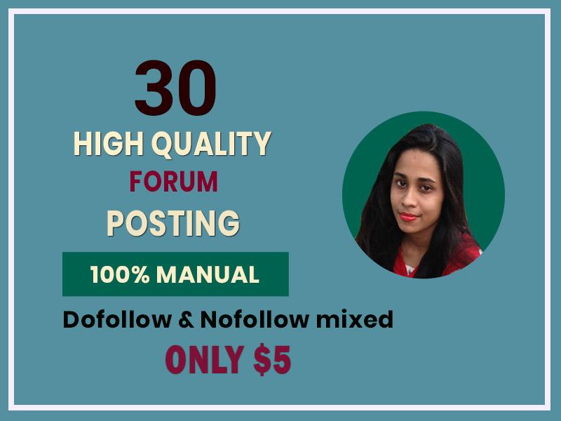 I will create High quality 30 forum posting backlink ...