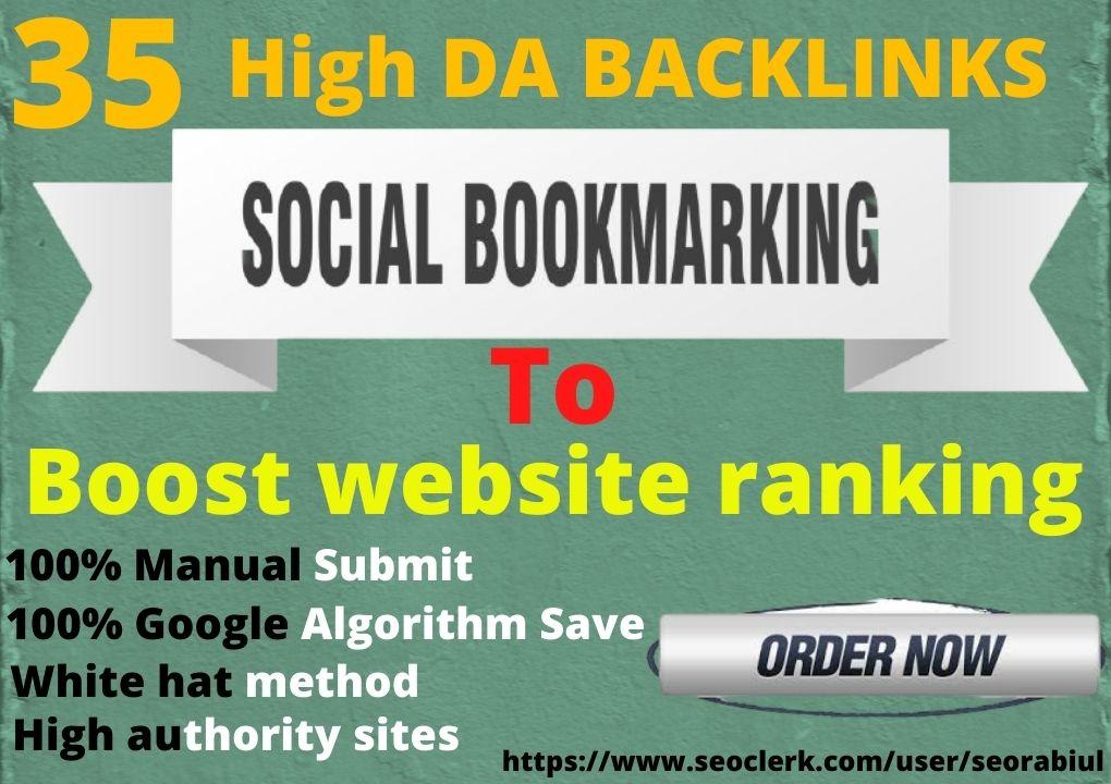 Manually Provide 35+ Social Bookmarking On 40-90 High...