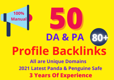 50 DA/PA 80+ Authority Profile Backlinks for Google R...