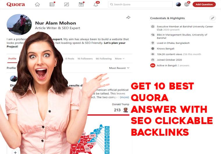 GET 10 Best Quora Answer SEO Clickable Backlinks for ...