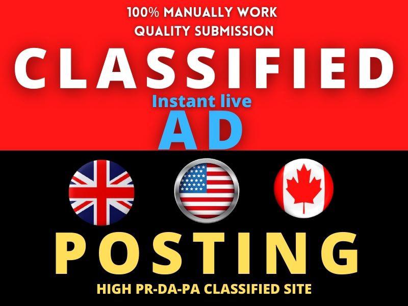 I will Manually 20 post High Authority Classified Ads...